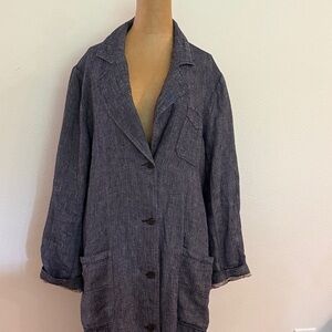 Sundance M Duster Jacket lightweight Chambray Floral lined Denim Jacket VGUC